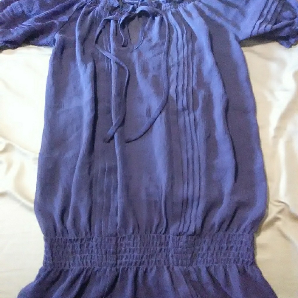 Miley Max purple sheer blouse.